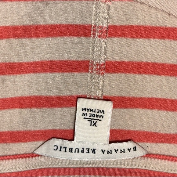 Banana Republic coral tan striped shirt top Boxy Long Sleeve Tee soft XL - Picture 5 of 13